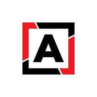 letter A with red black frame monogram. A icon. vector