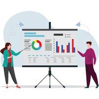 Man and woman making Business Presentation Illustration vector