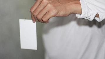 photo of blank white card in hand