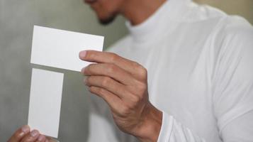 photo of blank white card in hand