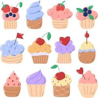 Cakes hand drawn collection vector