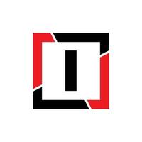 I letter with red black frame monogram. I company icon. vector