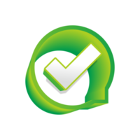 verde marca de verificación icono con texto globo marco png
