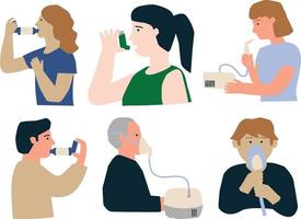 Set of people talking on the phone. Vector illustration in flat style