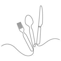 utensils set in continuous line drawing style vector