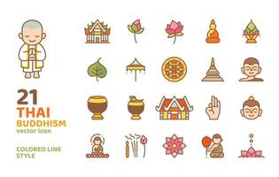 thai buddhism colored line icon style vector illustration