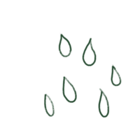 green element hand drawing water color decoration leaf star rain cloud water drop png