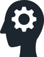 Human head icon and cog symbol. png