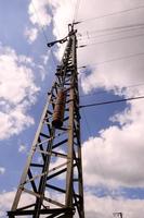 Close up of an electricity pole photo