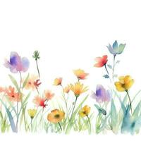 Watercolor spring flowers photo