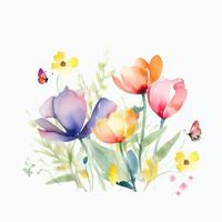 Watercolor spring flowers photo