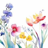 Watercolor spring flowers photo