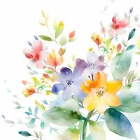 Watercolor spring flowers photo