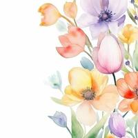 Watercolor spring flowers photo