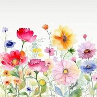 Watercolor spring flowers photo