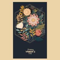 Happy Women's Day Vertical Banner Design Decorated With Beautiful Floral. vector