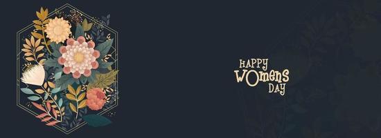 Happy Women's Day Banner Design Decorated With Beautiful Floral. vector