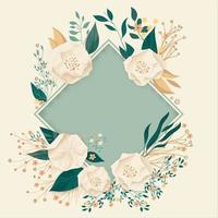 Empty Rhombus Frame Decorated With Beautiful Floral. vector