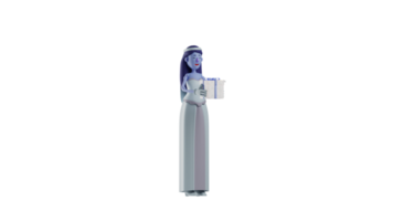 3d illustratie. soort hartelijk prinses 3d tekenfilm karakter. de mooi zo prinses brengt een geschenk doos. prinses is in de humeur naar geven cadeaus naar iedereen. 3d tekenfilm karakter png