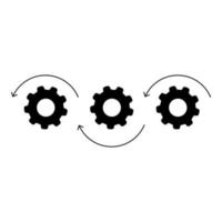 Workflow process icon in flat style. Gear cog wheel with arrows vector illustration on white isolated background.  Workflow business concept.