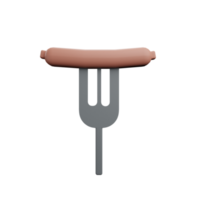 Fork and sosis 3d icon png