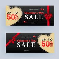 Valentine's Day Sale Header or Banner Design Covering with Red Ribbon. vector