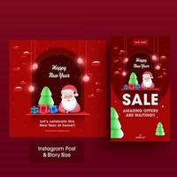 Instagram Post Story Template Layout For Happy New Year Sale With Given Message Celebrate This New Year At Home. Avoid Coronavirus. vector