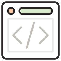 Filled color outline icon for html programming. vector