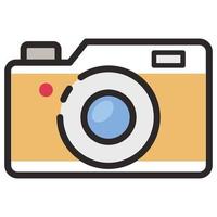 Filled color outline icon for digital camera. vector