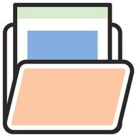 Filled color outline icon for file folder. vector