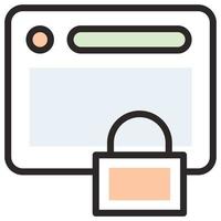 Filled color outline icon for website lock. vector