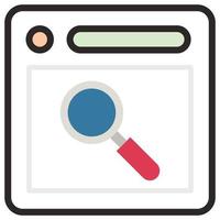 Filled color outline icon for search website. vector