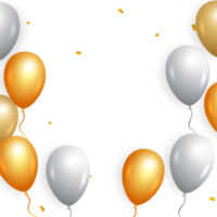 glücklich Geburtstag png Hintergrund mit golden Konfetti. glücklich Geburtstag mit realistisch Luftballons png. Geburtstag Feier Banner, realistisch Luftballons, Gold Konfetti, Geburtstag Hintergrund.