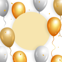 content anniversaire png Contexte avec d'or confettis. content anniversaire avec réaliste des ballons png. anniversaire fête cadeau carte, réaliste des ballons, d'or confettis, et blanc anniversaire Contexte.