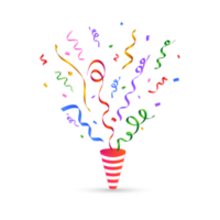 confetti ontwerp voor de festival achtergrond. kleurrijk partij pet met lint en confetti vallend png. veelkleurig confetti geïsoleerd Aan transparant achtergrond. carnaval elementen. verjaardag viering. png