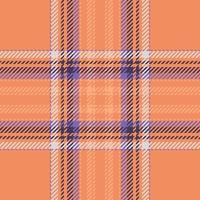 patrón de cuadros a cuadros en colores naranja y rojo. textura de tela sin costuras. estampado textil de tartán. vector