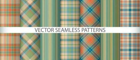 Set texture plaid tartan. Vector pattern textile. Background check seamless fabric.