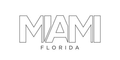 miami, Florida, Estados Unidos tipografía eslogan diseño. America logo con gráfico ciudad letras para impresión y web. vector