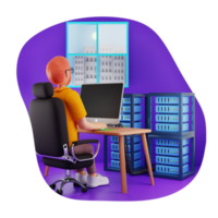 Man Doing Server Management 3D Character Illustration png