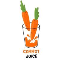 Hand draw glass of carrot juice and carrots. Healthy food.Vector illustration vector