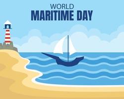 illustration vector graphic of small boat on the beach, perfect for international day, world maritime day, celebrate, greeting card, etc.