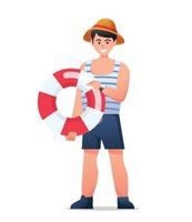 Characters man in swimwear summertime holidays vector illustration