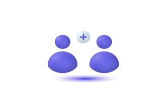 3d realistic cartoon vector add user create group icon trendy modern style object symbols isolated on background