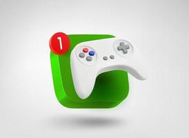 Video Game controller on app button. 3d vector mobile application icon