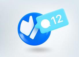 Blog followers concept. 3d vector mobile application icon with notification