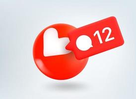 Blog followers concept. 3d vector mobile application icon with notification