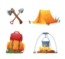 set of camping equipment vector illustration