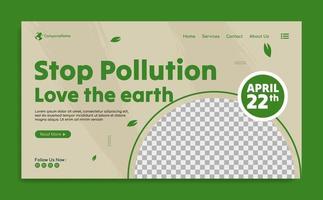 World earth Day Landing page template design vector