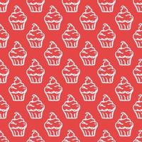 Seamless cake pattern. Sweets and candy background. Doodle vector illustration with sweets and candy icons