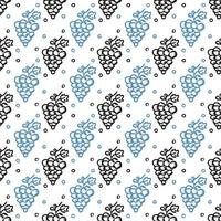 Seamless grape pattern. Doodle vector with grape icons. Vintage grape pattern